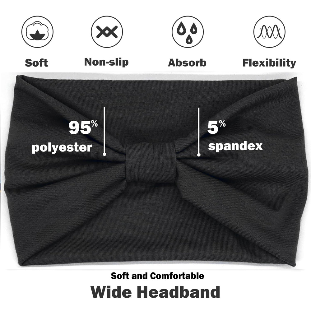 IVARYSS bandeau large noir en polyester, douceur agréable sur la peau