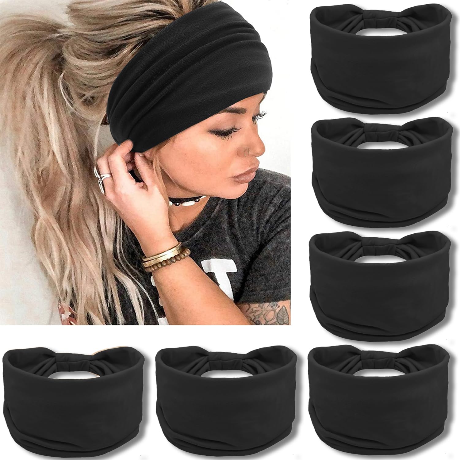 IVARYSS bandeau large noir avec noeud, confort durable pour une tenue tendance