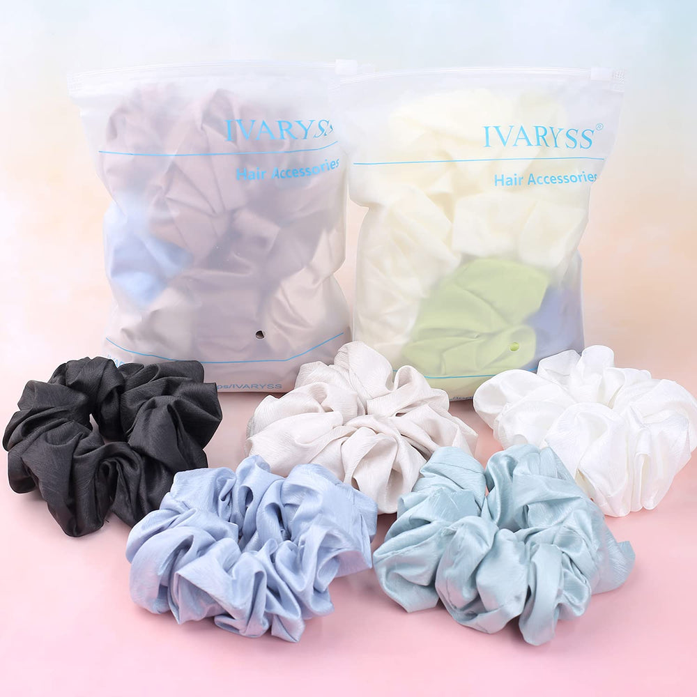 IVARYSS chouchou satin grand 6 pouces, tenue sécurisée avec mèches volumineuses.