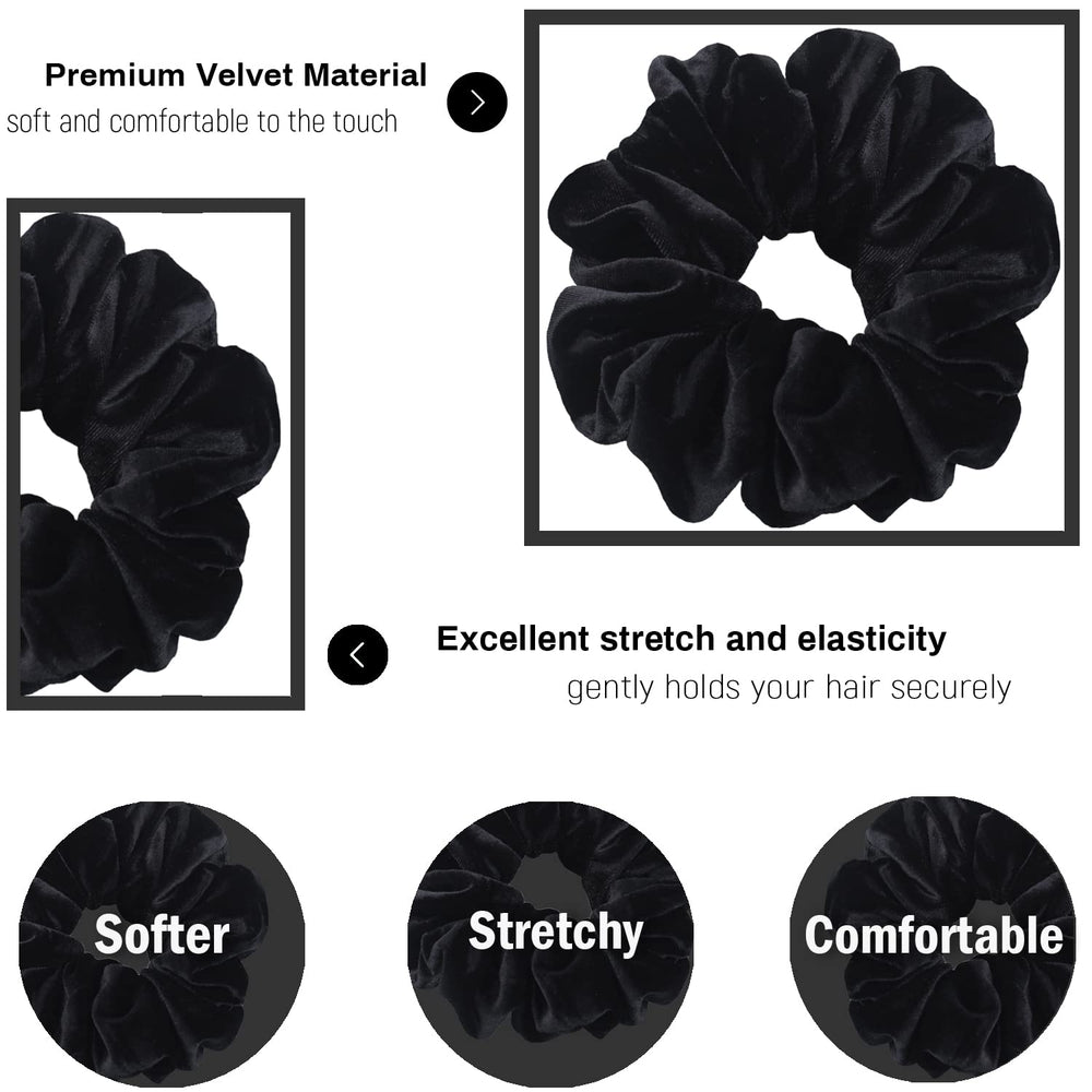 IVARYSS chouchou velours noir confort doux et polyvalent