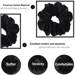 IVARYSS chouchou velours noir confort doux et polyvalent