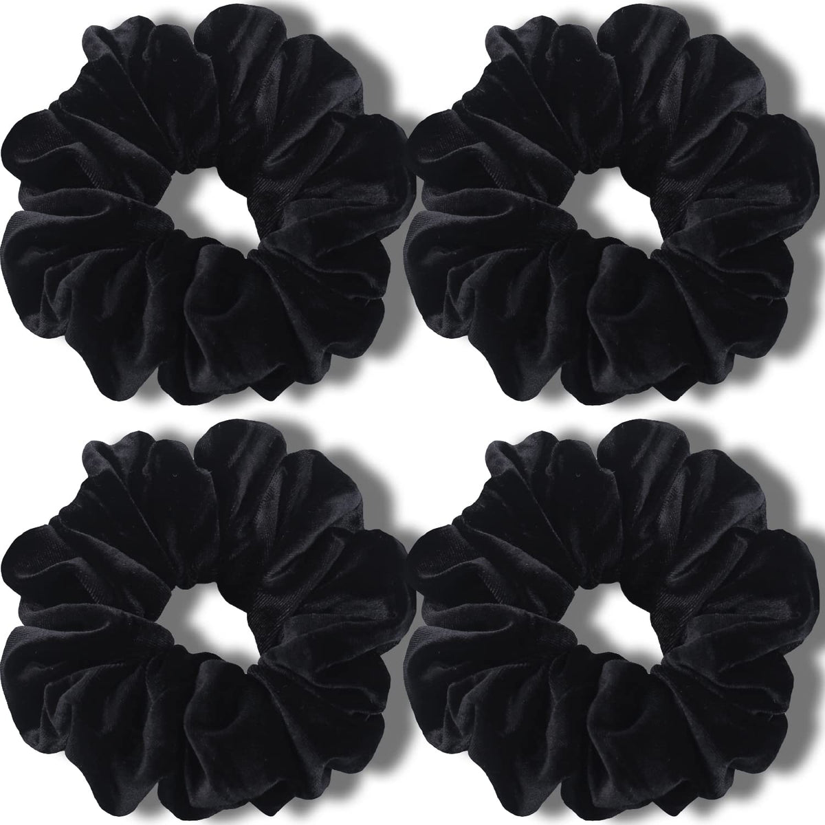 IVARYSS chouchou velours noir extra-large 6 pouces pour cheveux épais et volumineux