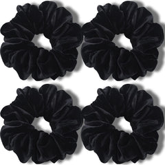 IVARYSS chouchou velours noir extra-large 6 pouces pour cheveux épais et volumineux