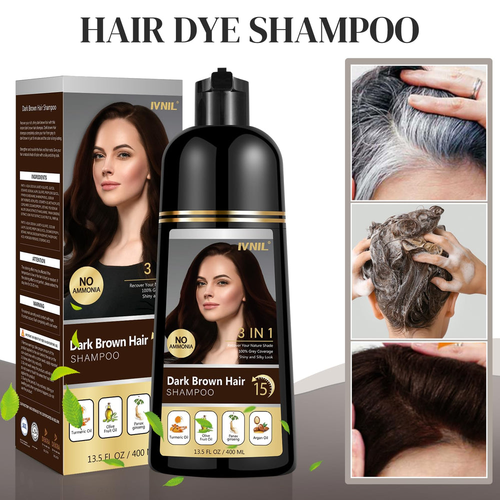 Ivnil Shampoing Colorant Brun Foncé : application sous la douche sans mélange.