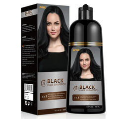 Ivnil shampooing noir 3 en 1: bouteille prête à colorer et nourrir les cheveux.