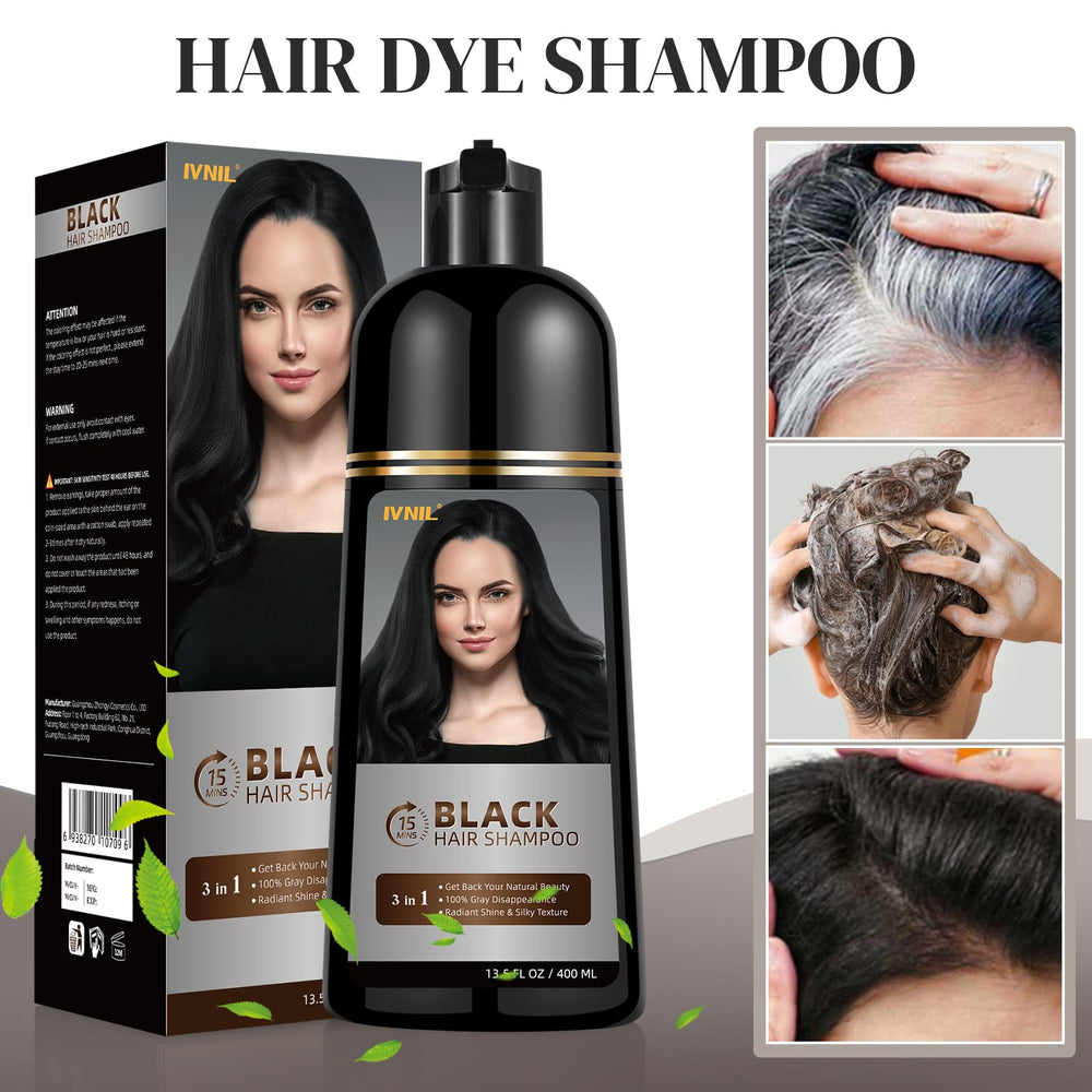 Ivnil shampooing noir 3 en 1: mousse prête à l’application rapide sous la douche.