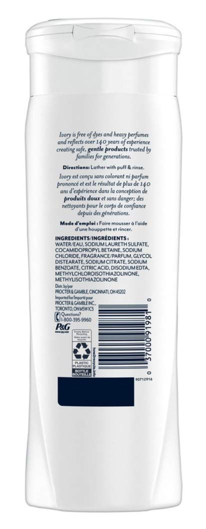 Ivory gel douche - mousse onctueuse, usage quotidien pour peau propre et fraîche
