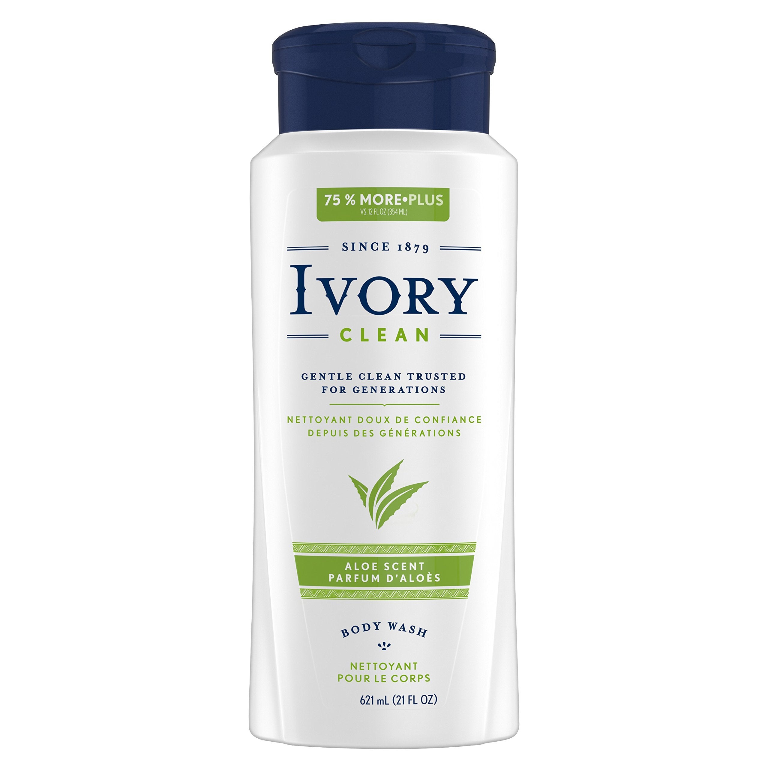 Ivory Gel Lavant Corps à l’Aloé dans une bouteille, nettoyage doux et hydratant.