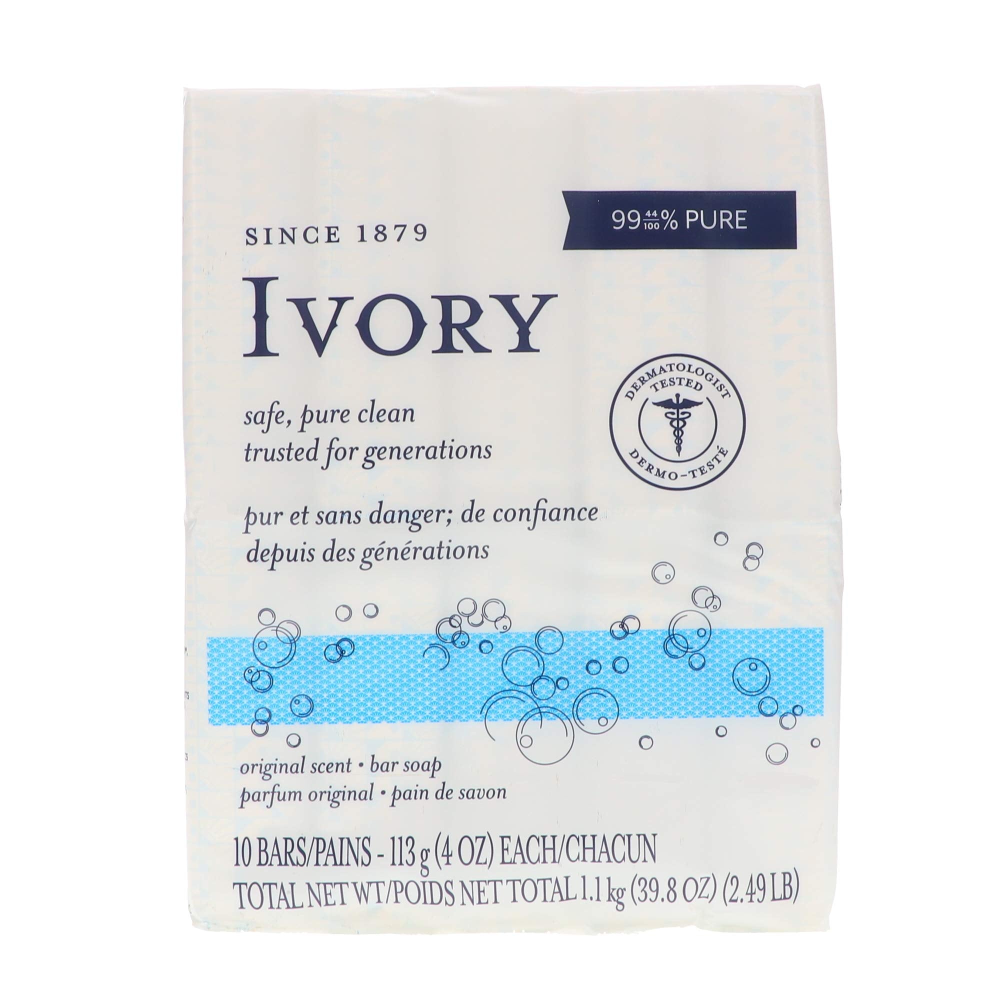 Paquet de 3 barres Ivory, format économique pour le quotidien.