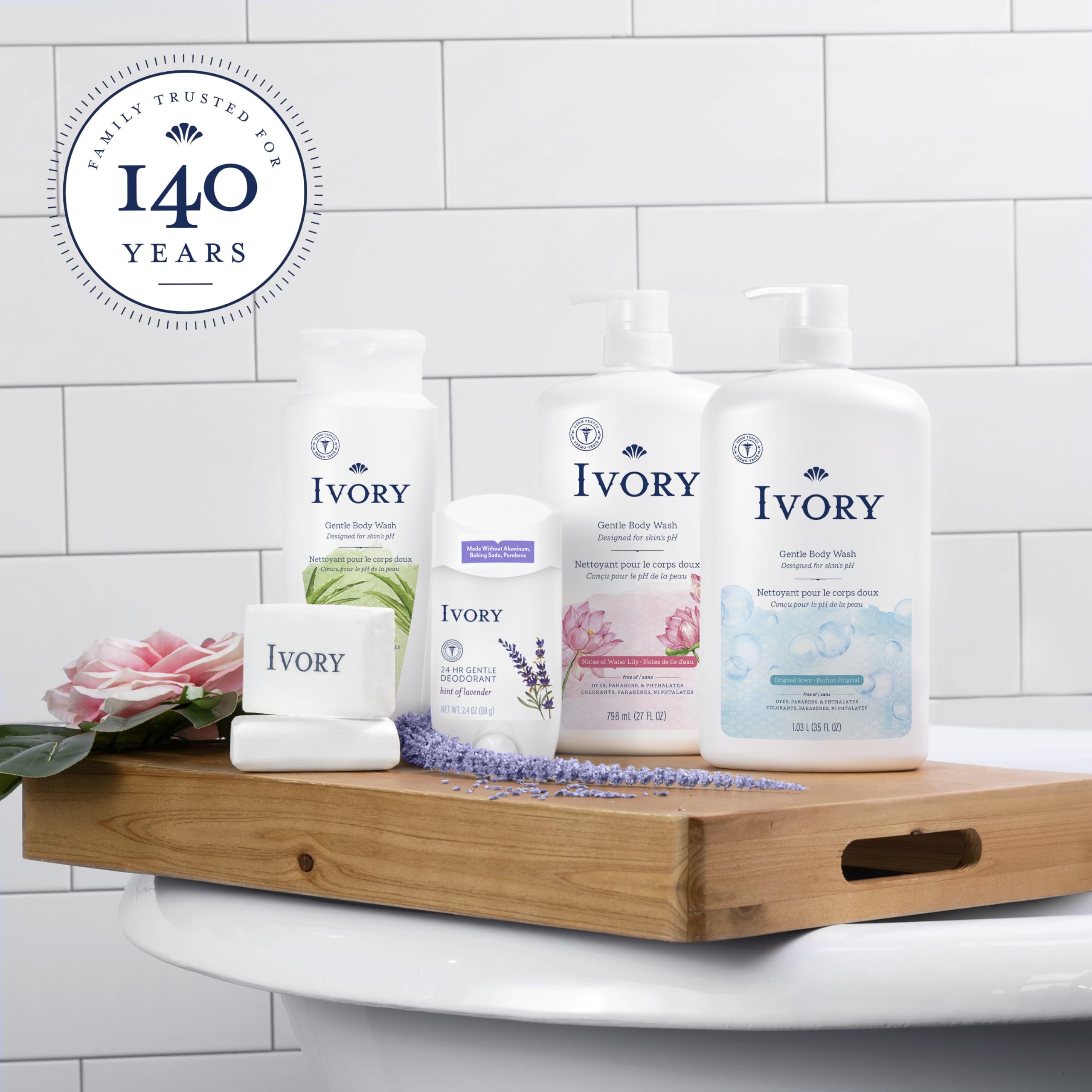 Ivory Savon Barre — sans parfums lourds, pour peaux sensibles.