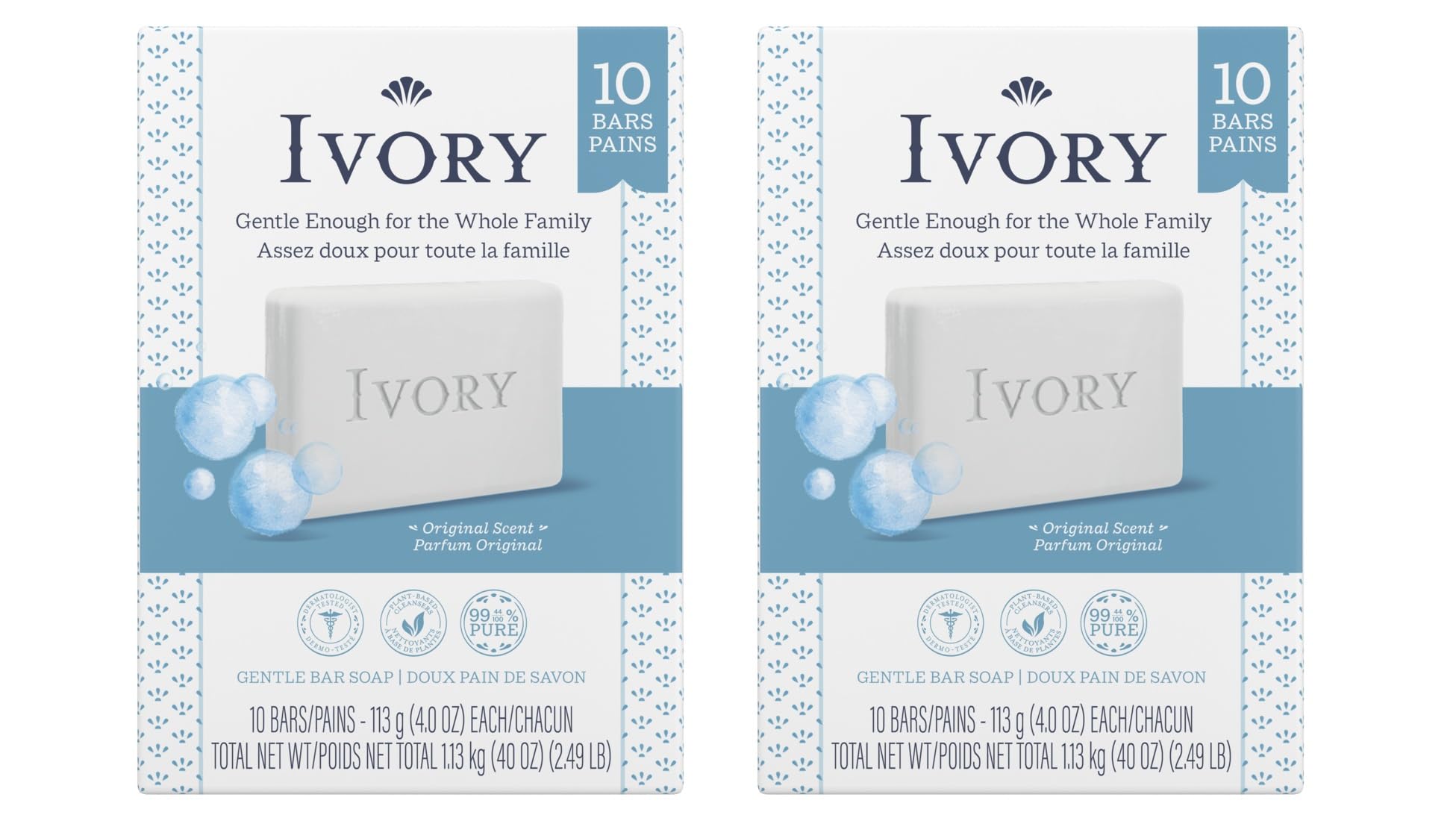 Ivory Savon Original dans son emballage, pack de 20 barres