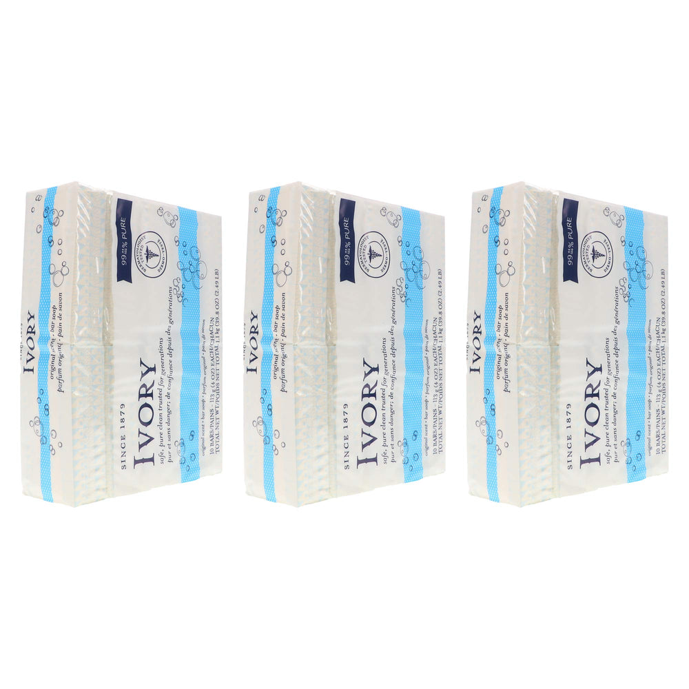 Ivory Savon Original, gros plan sur une barre 4oz sur plateau.