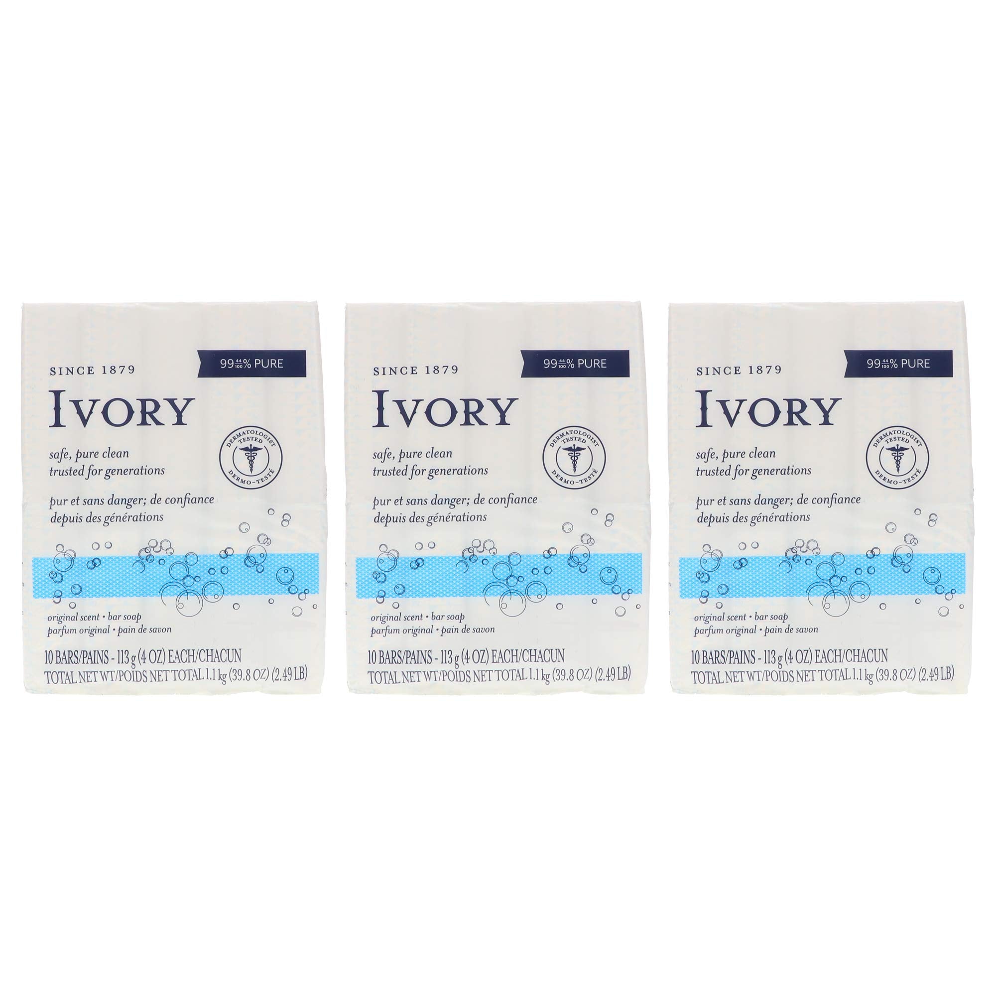 Ivory Savon Original barre 4oz, texture lisse pour une douceur quotidienne.