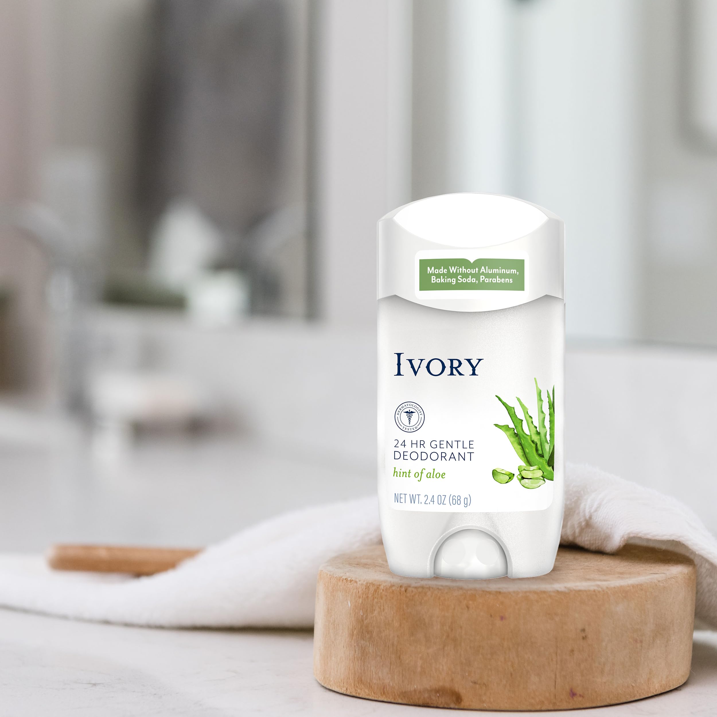 Ivory déodorant avec sel de mer Morte naturel pour une fraîcheur durable.