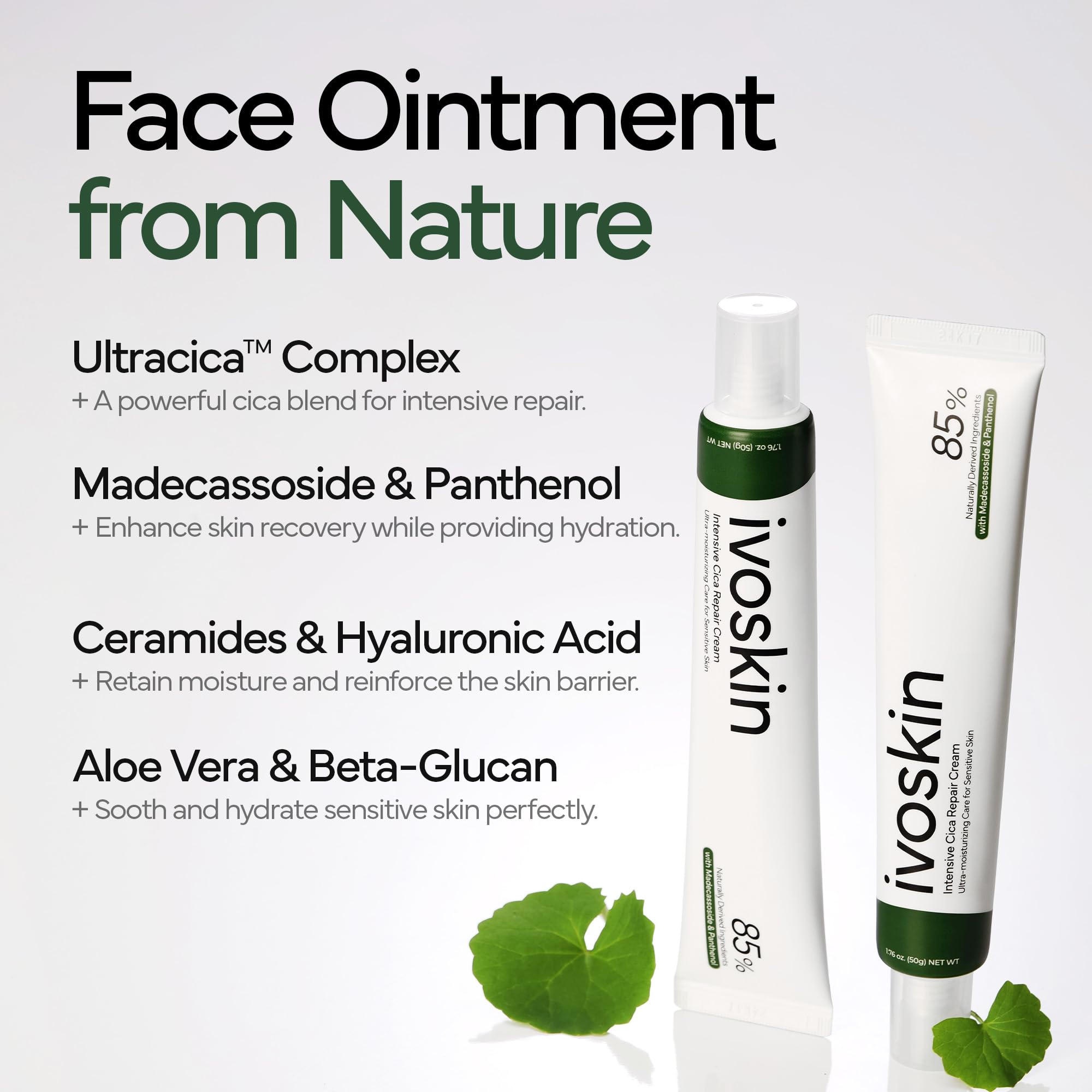 Ingrédients clés comme Aloe Vera et Madecassoside favorisent un soin délicat.