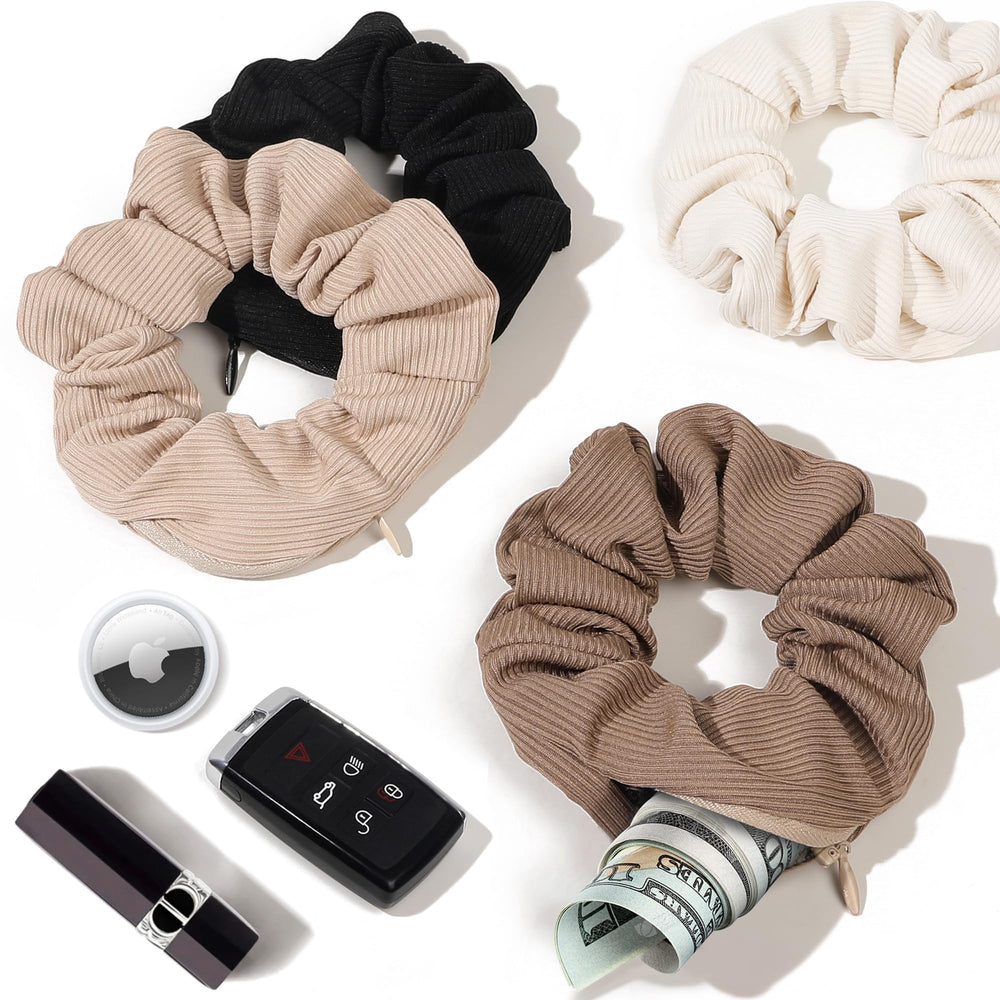 Ivyu pocket-scrunchies zip-poche rose, rangement discret pour billets et clés