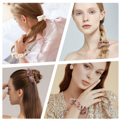 Ivyu Scrunchies coton brun, adhérence ferme pour cheveux en place.