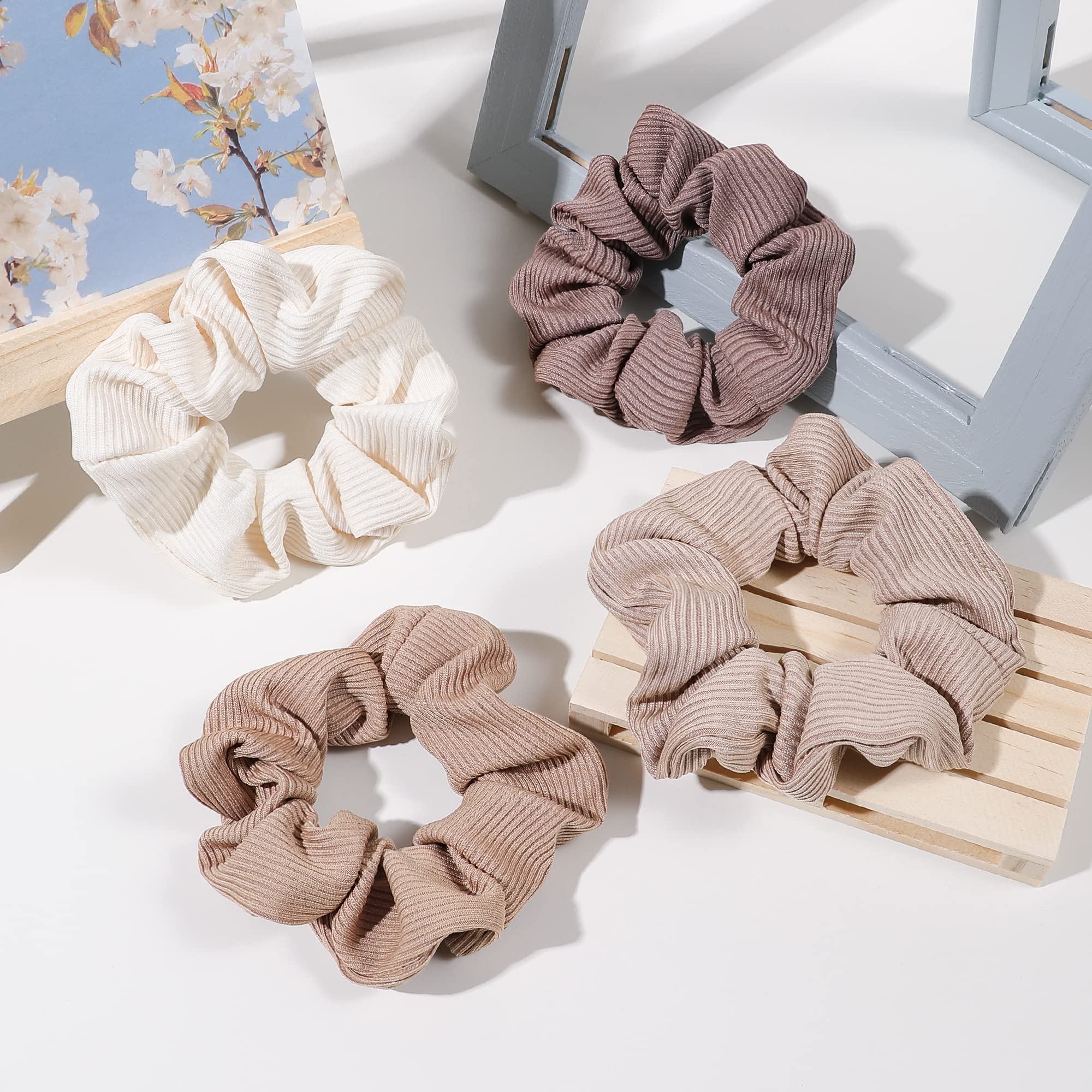 Ivyu Scrunchies coton brun, idéal cadeau élégant et pratique.
