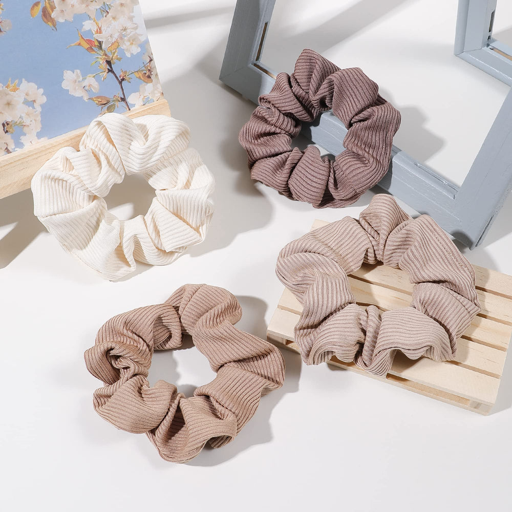Ivyu Scrunchies coton brun, idéal cadeau élégant et pratique.