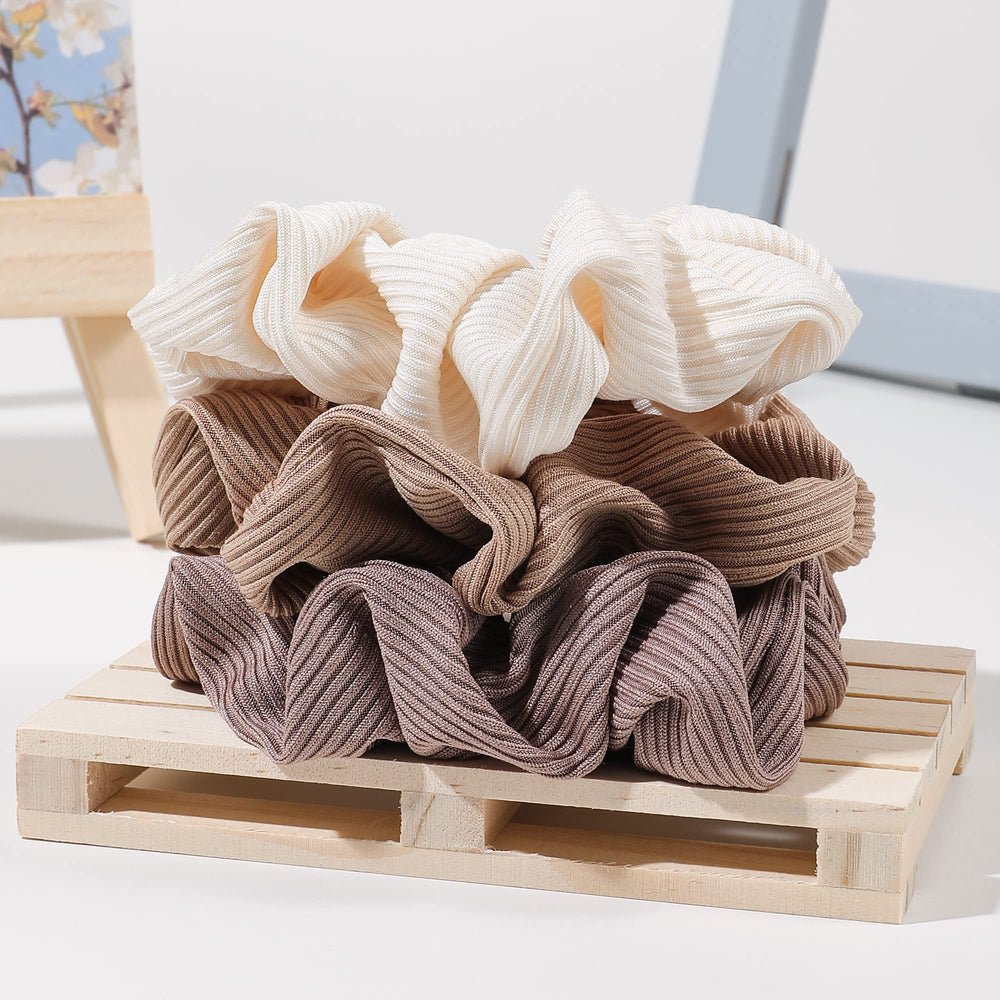 Ivyu Scrunchies coton brun, utilisation quotidienne facile à assortir.