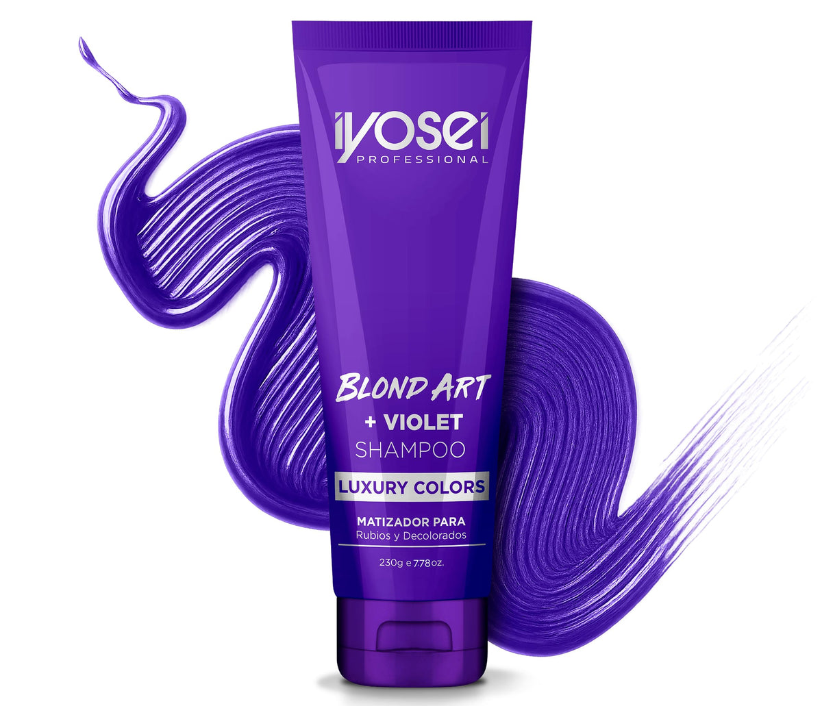 Bouteille IYOSEI Blond Art Violet pour neutraliser les reflets indésirables.