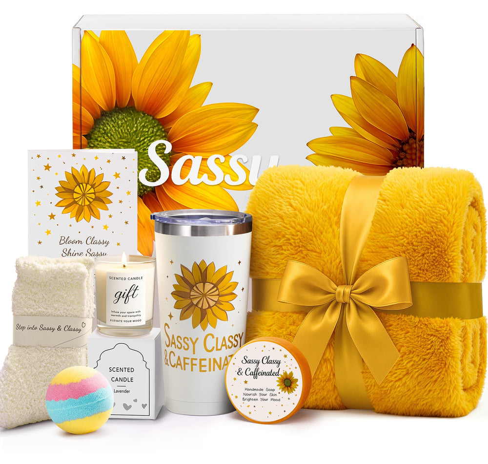 Coffret IZZUBIZ Tournesol avec un emballage élégant prêt à offrir.
