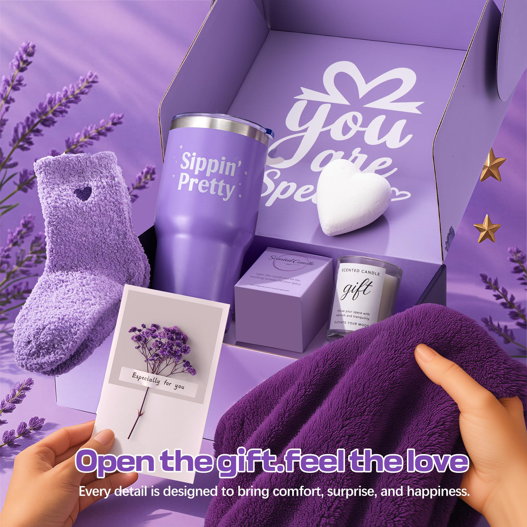 Présentoir-cadeau IZZUBIZ pour un ensemble spa complet pour elle.