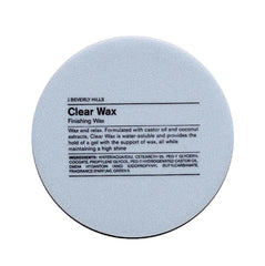 Bouteille J Beverly Hills Wax Clear, brillance naturelle et finition professionnelle.