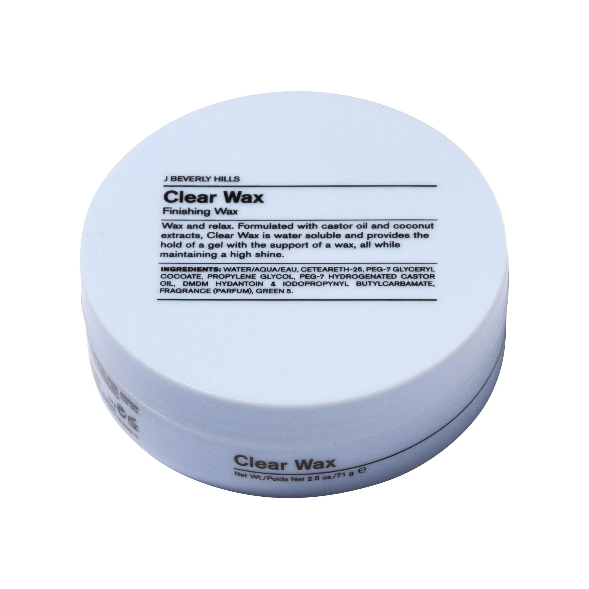 Cheveux légèrement humides et Wax Clear pour brillance naturelle.
