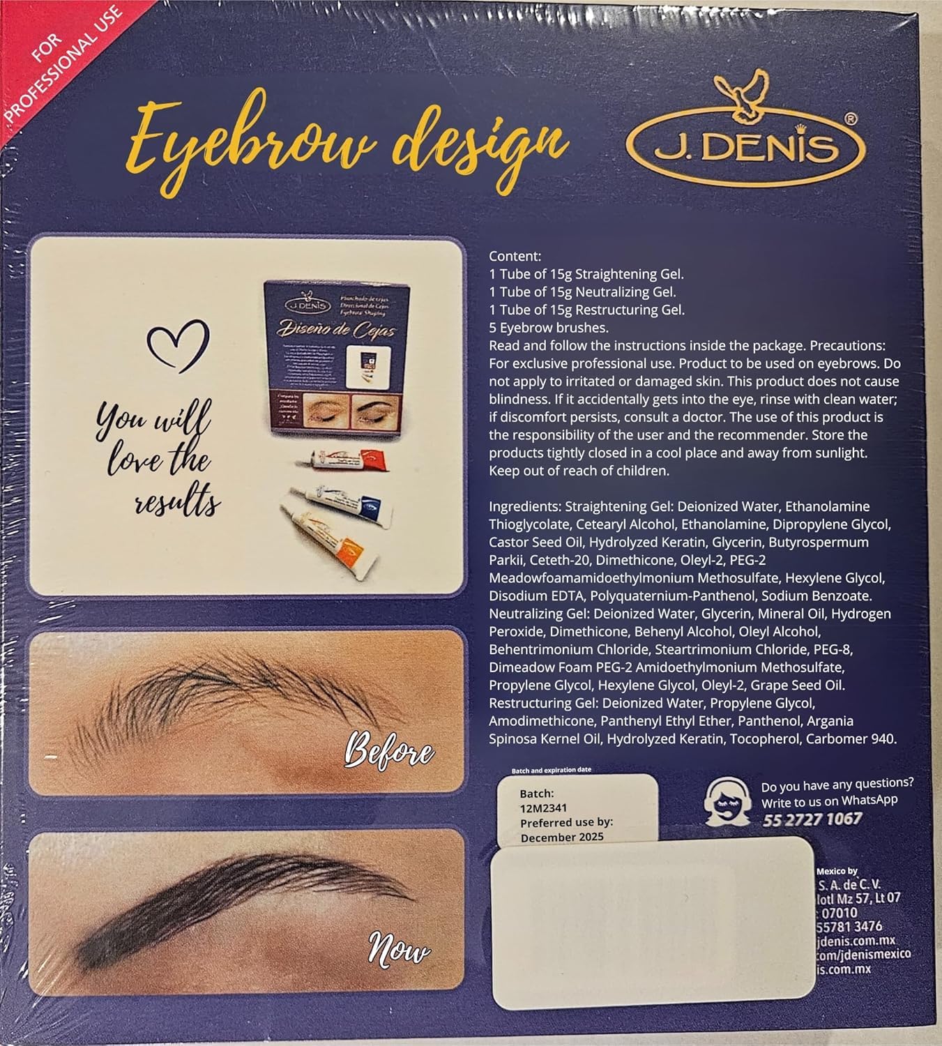 Crème exclusive J Denis laminer et lisser les sourcils avec précision