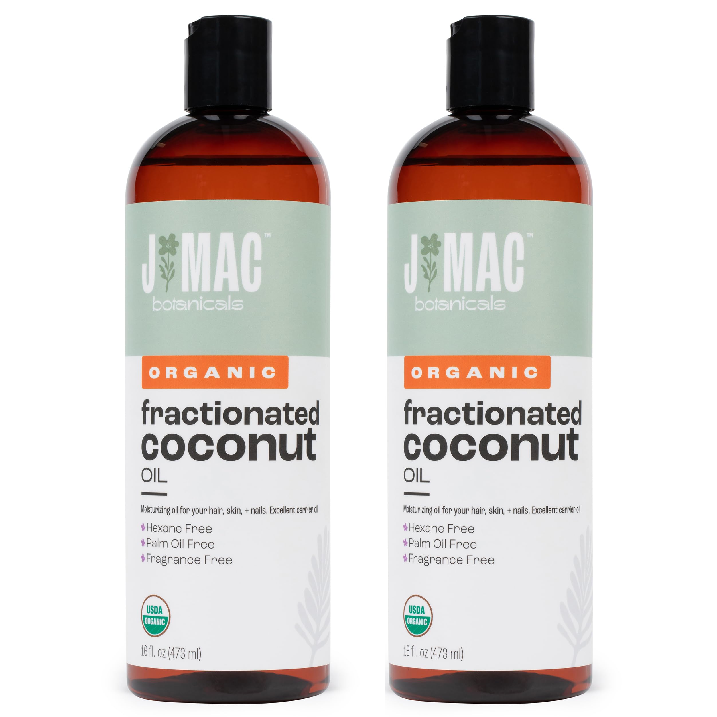 J MAC BOTANICALS Huile Coco Fractinee, bouteille 32 onces, idéale pour diluer des huiles essentielles.