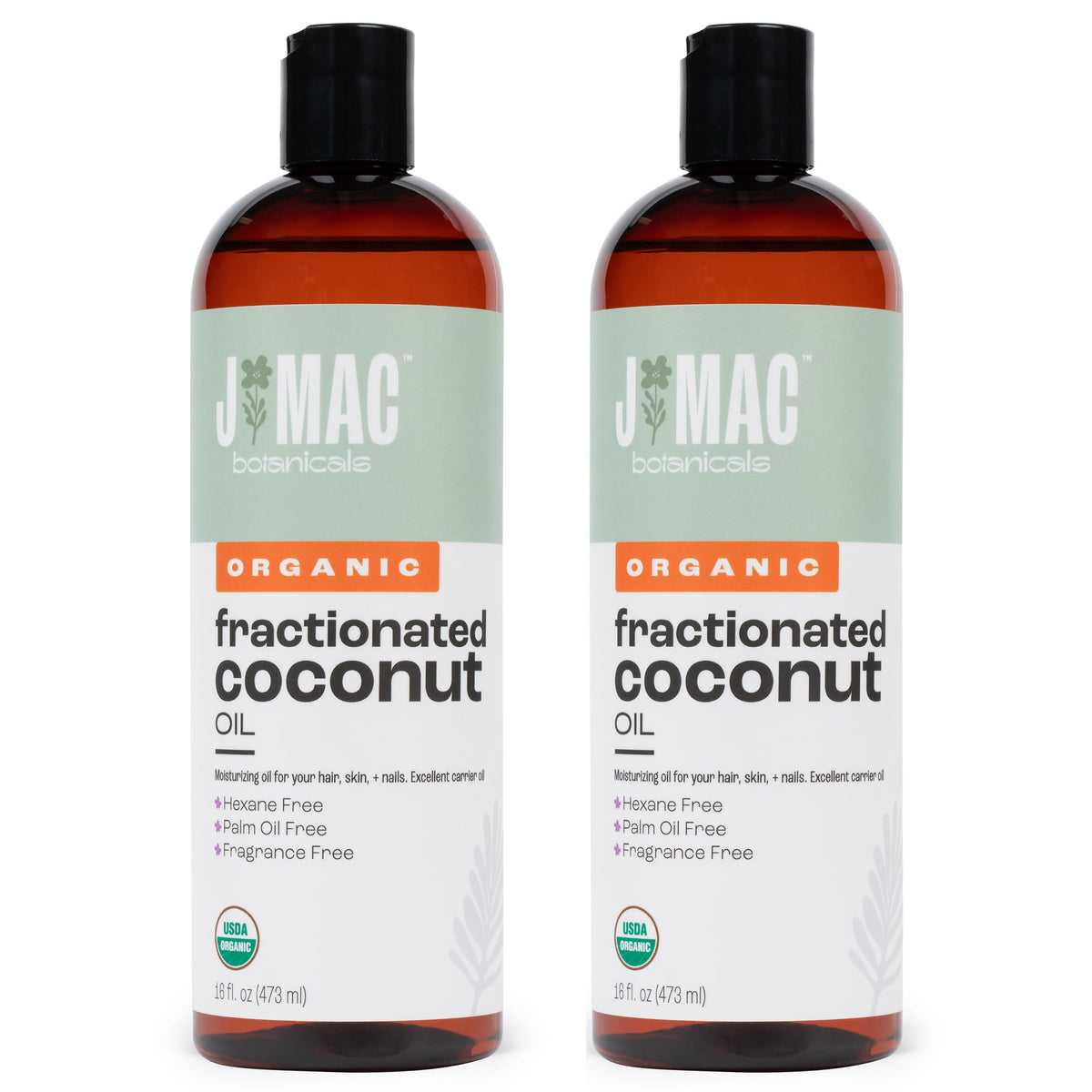J MAC BOTANICALS Huile Coco Fractinee, bouteille 32 onces, idéale pour diluer des huiles essentielles.