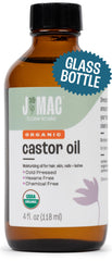 Huile de ricin J MAC BOTANICALS en bouteille verre 4oz pure et biologique