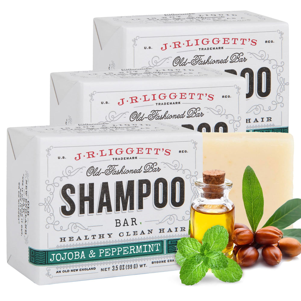 Barre shampoing J.R.LIGGETT'S avec jojoba et menthe pour cheveux propres et équilibrés.