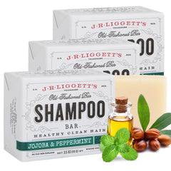 Barre shampoing J.R.LIGGETT'S avec jojoba et menthe pour cheveux propres et équilibrés.