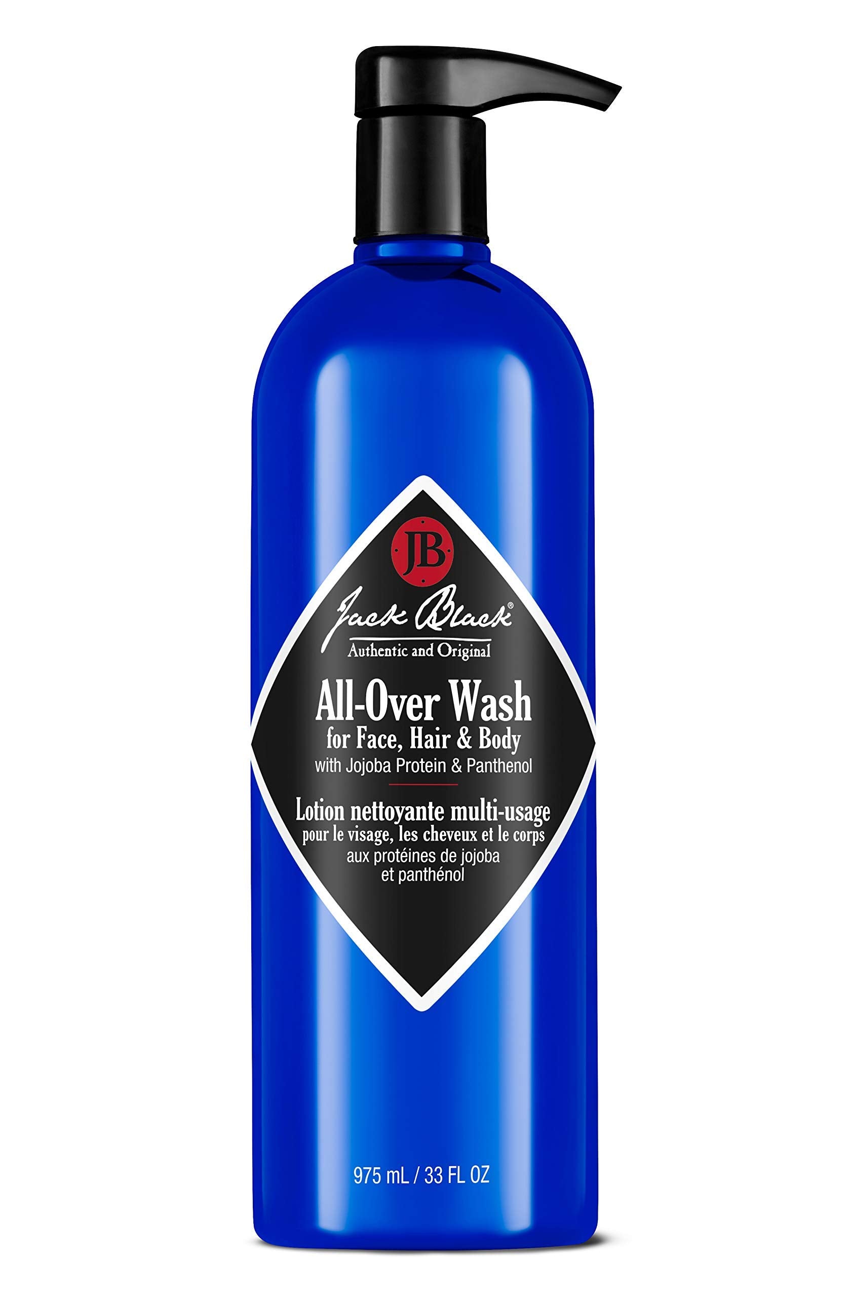 Jack Black All-Over Wash : bouteille visible, nettoie visage et corps en douceur.