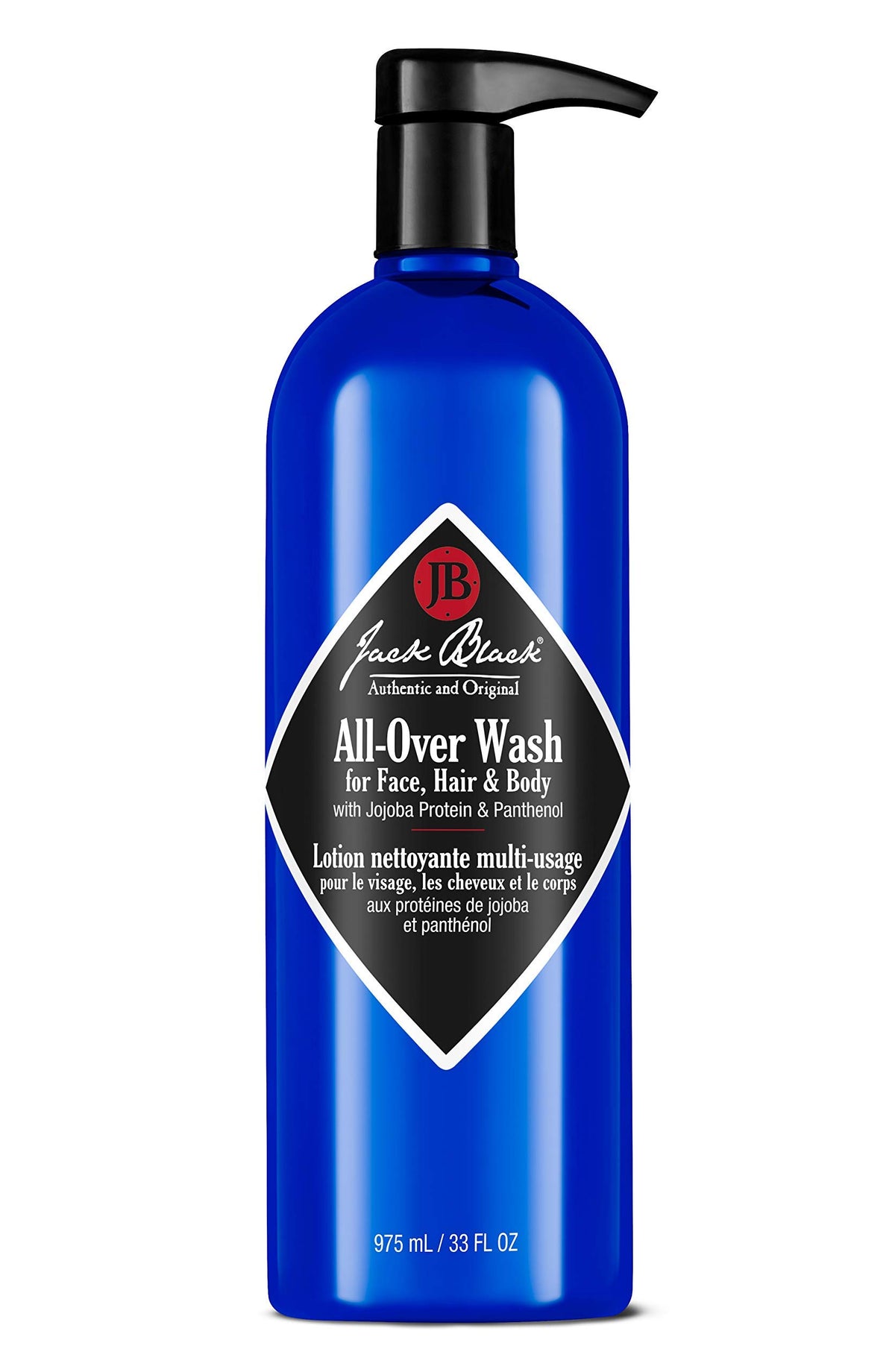 Jack Black All-Over Wash : bouteille visible, nettoie visage et corps en douceur.