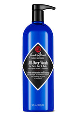Jack Black All-Over Wash : bouteille visible, nettoie visage et corps en douceur.