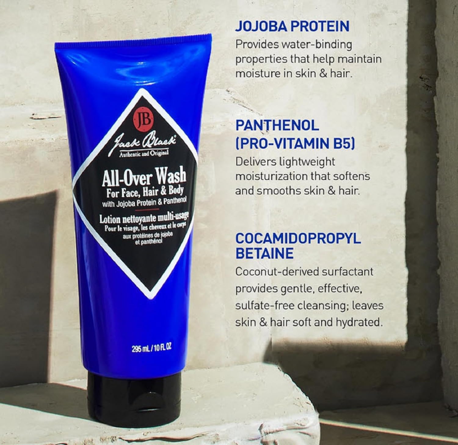 Jack Black All-Over Wash : corps frais et hydraté grâce à la formulation douce.
