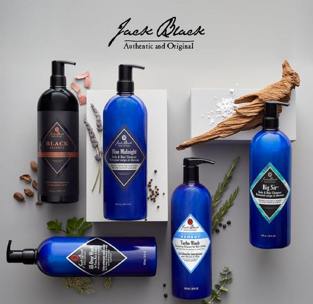 Jack Black All-Over Wash : sans sulfate, nettoyage délicat et efficace.