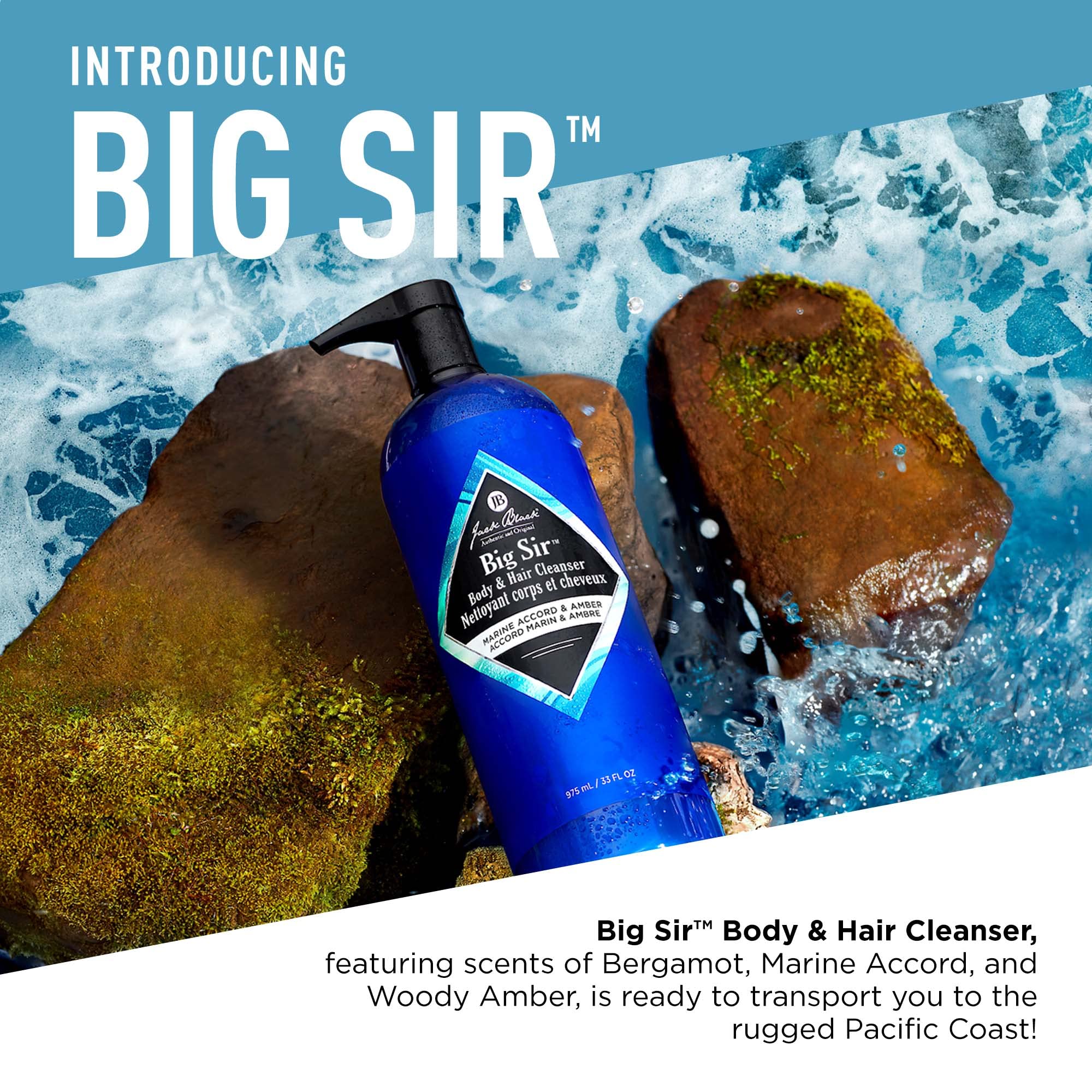 Jack Black Big Sir – mousse généreuse pour corps et cheveux en douceur.