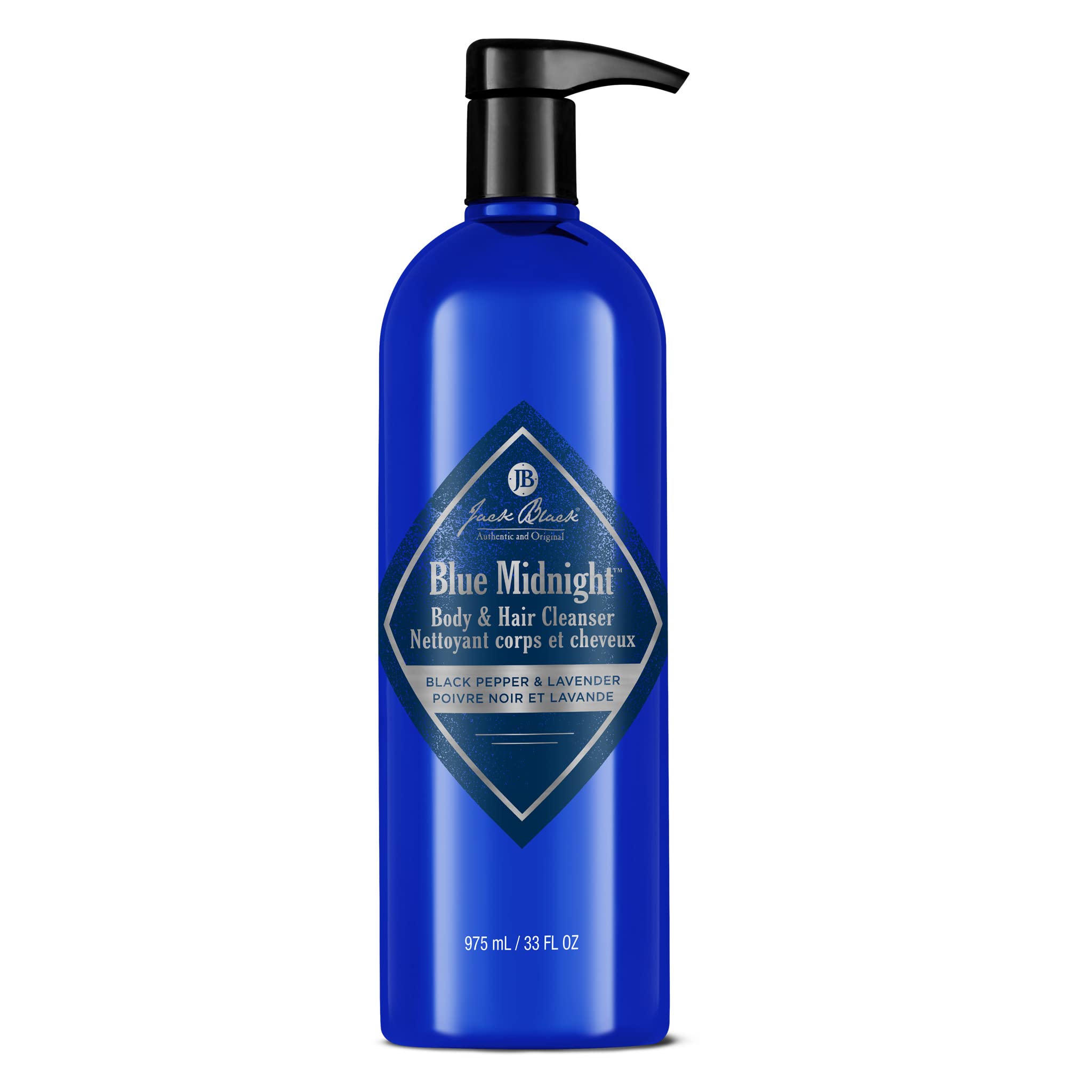 Jack Black Blue Midnight – bouteille 33oz, soin tout-en-un pour corps et cheveux.