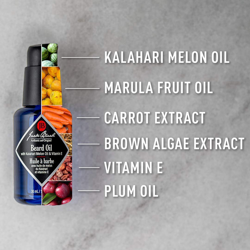 Jack Black Huile Barbe – ingrédients Kalahari melon pour hydratation rapide