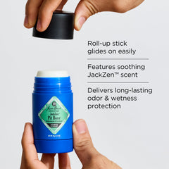 Jack Black Pit Boss JackZen-stick-antiperspirant en action, douceur pour peau sensible.