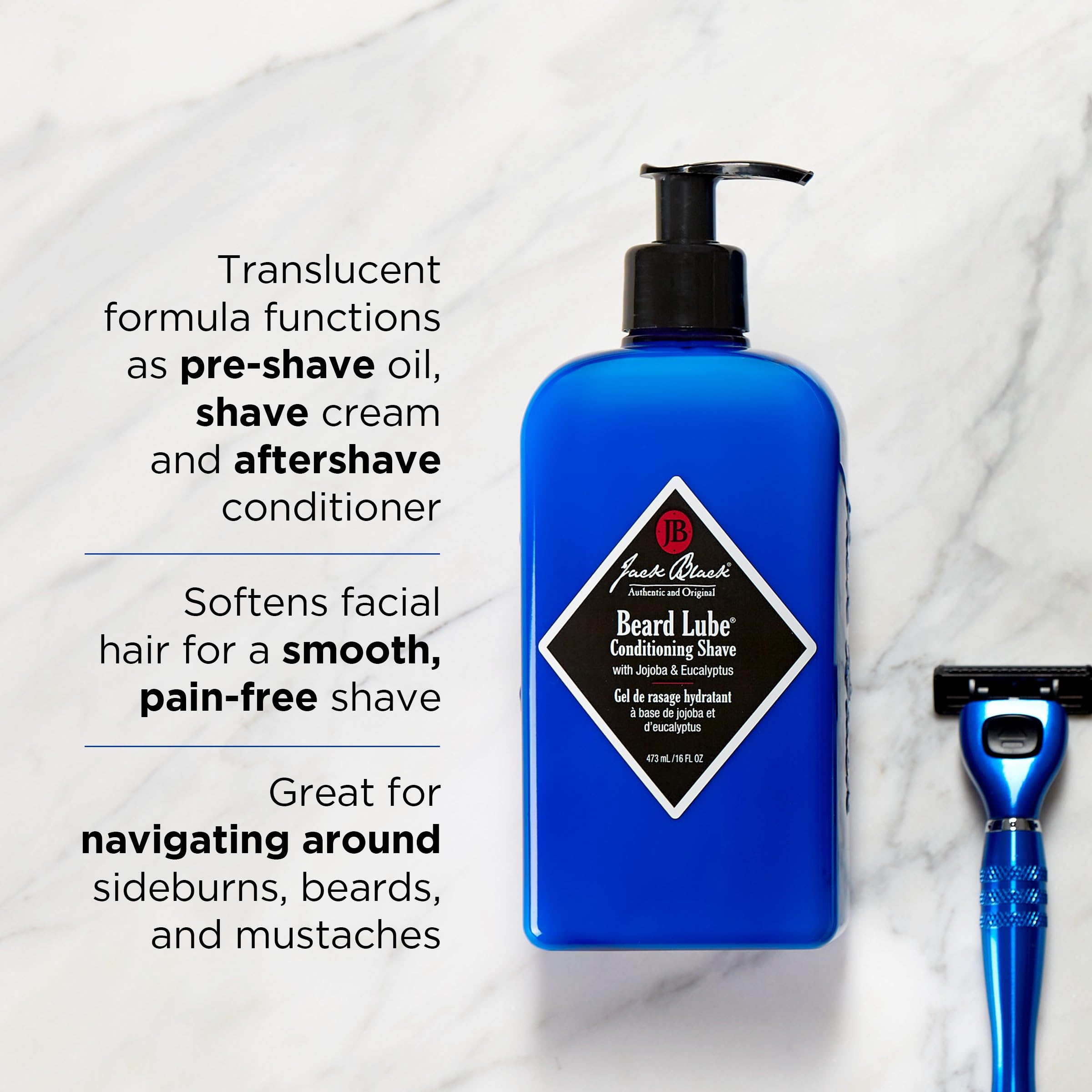 Jack Black Lubrifiant Barbe – texture transparente pour guider le rasage et éviter les coupures
