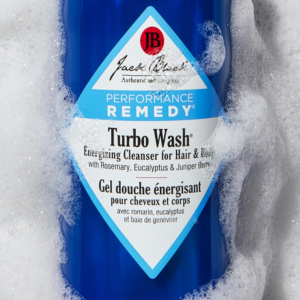 Douche Jack Black Turbo Wash : usage double pour cheveux et corps.