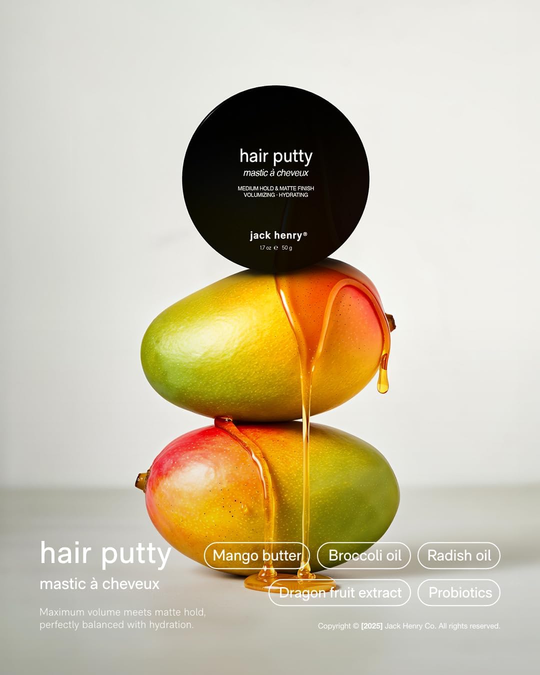 Jack Henry Hair Putty : texture matte, coiffage léger et flexible toute la journée.