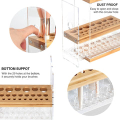 Tiroir transparent JACKCUBE DESIGN protège les pinceaux de la poussière.