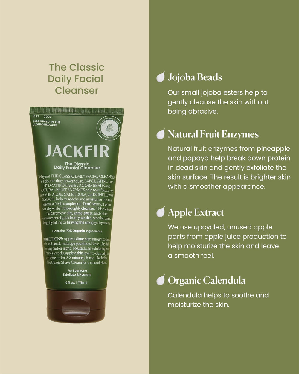 Perles de jojoba visibles – exfoliation douce avec le nettoyant Jackfir.