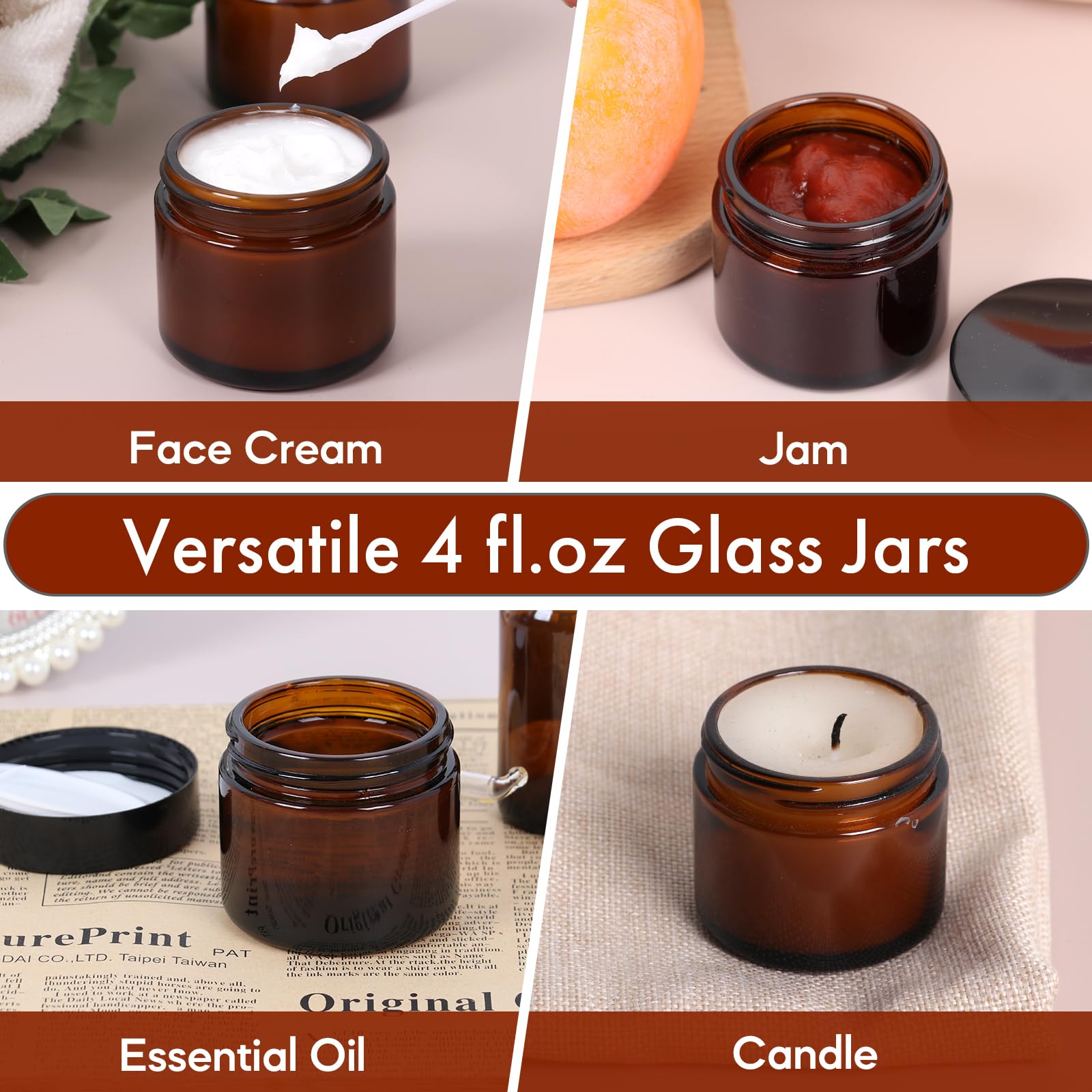 Jaisie.W pot-verre-ambre-portable, parfait pour voyage et kit soin.